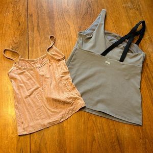 Women’s tank top bundle SKIMS & ALO tan and purple-grey w/ blk